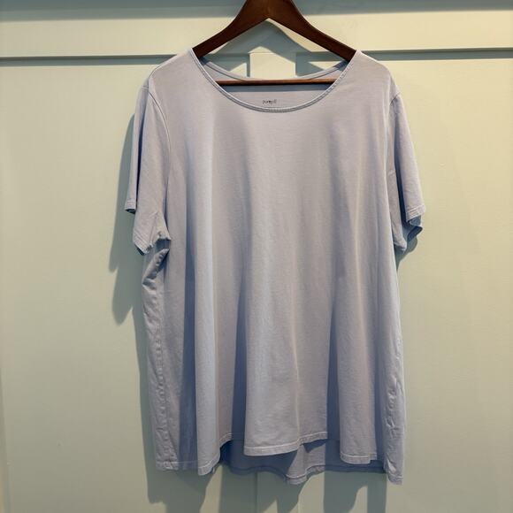 Pure Jill Tunic Top 2X Sky Blue Scoop Neck Elliptical Tee Pima Cotton Capsule - Picture 1 of 12